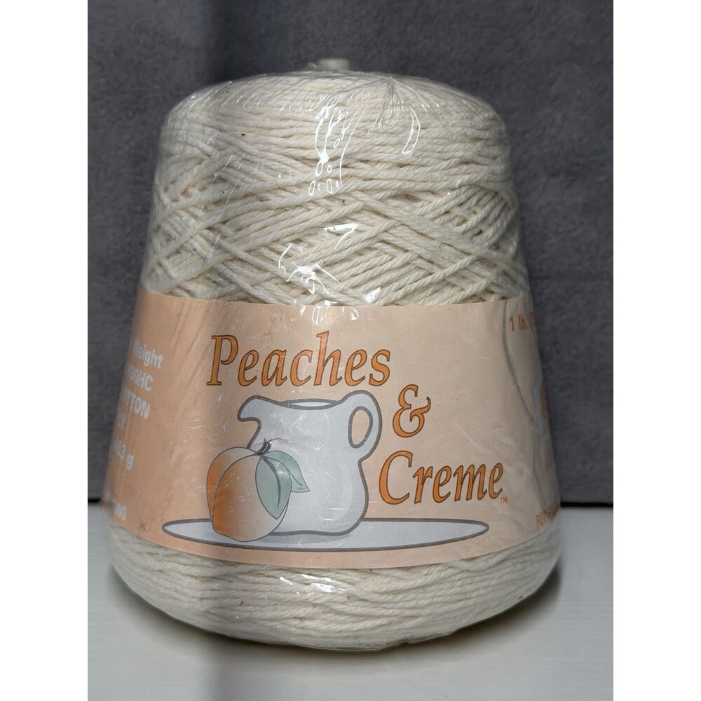 PEACHES & CREAM 100% COTTON YARN FOR WEAVING LOOMS ECRU 1 Ib 16 oz 453g 4PLY NIP
